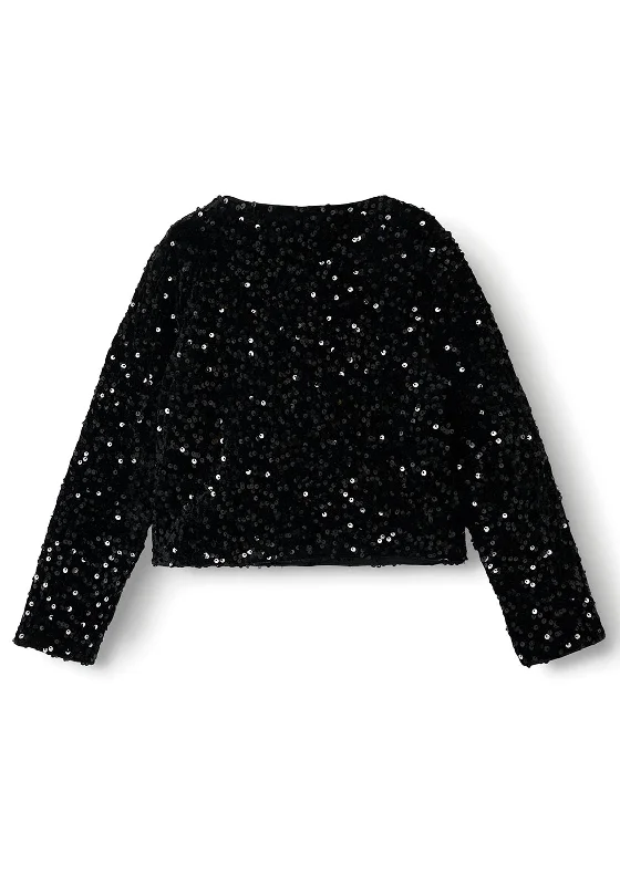 Name It Kid Girl Rusitta Sequin and Bow Cardigan, Black