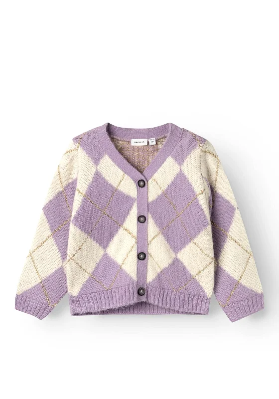 Name It Mini Girl Sininna Knit Cardigan, Lavendar Mist