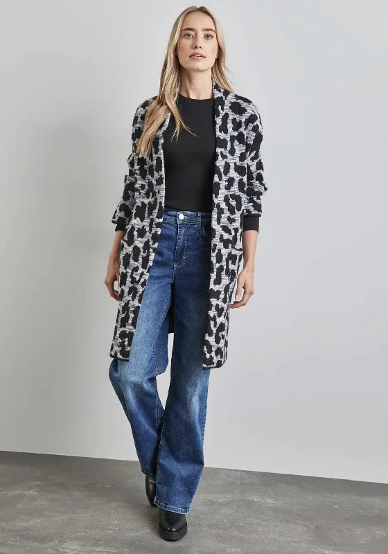 Street One Leopard Print Knit Cardigan, Grey