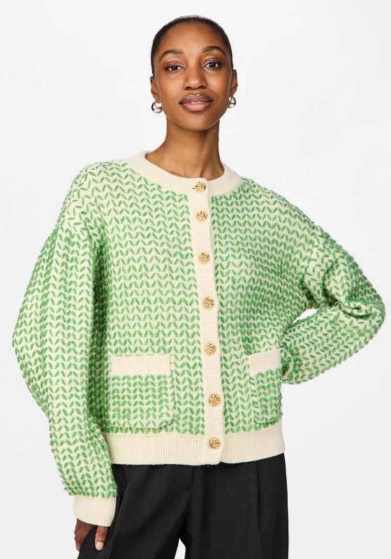 Y.A.S Gea Corsage Button Cardigan, Green