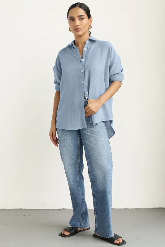 Martina Oversized Shirt : Dust Blue