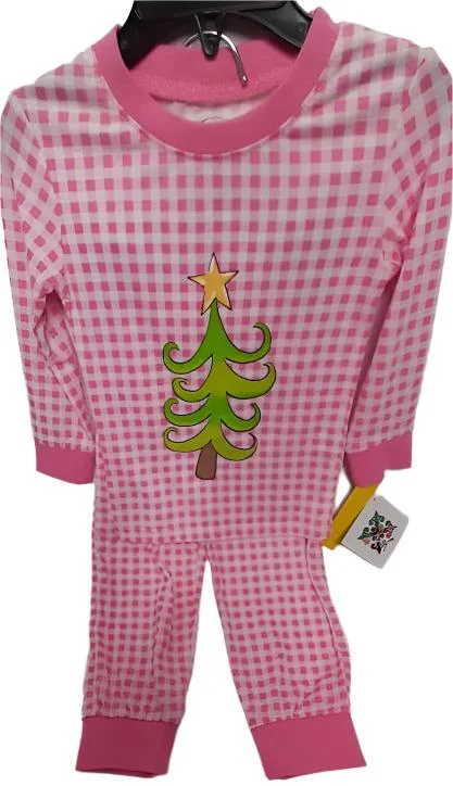 Pj  Pant/Shirt Set Christmas Pink Plaid Childs 2t  Jm21963t