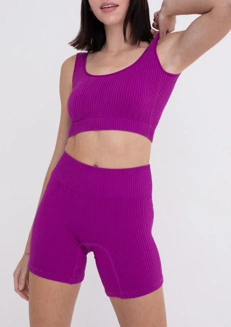 "Brand New Start" Ribbed Set - Purple