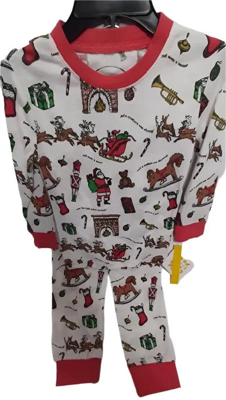 Pj Pant/Shirt Set  Christmas Red/White Ornament  Childs 2t Jm22006t