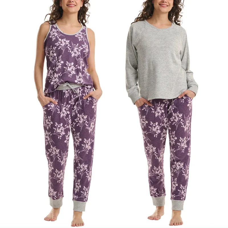 Karen Neuburger Women's 3-Piece Printed Soft Pajama Lounge Set