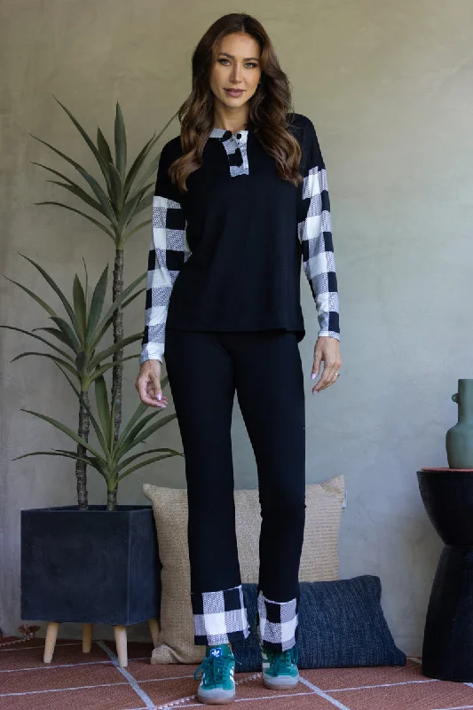 BLACK/WHITE SWEATSHIRT AND PANTS SET-ST7656