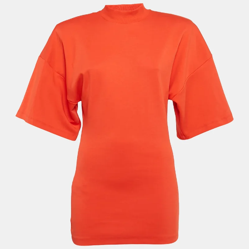 The Attico Orange Cotton Oversized High Neck T-Shirt