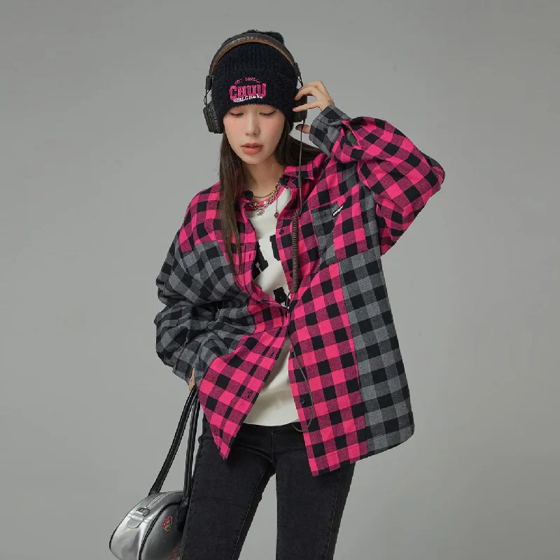 Bi-Color Oversized Check Shirt