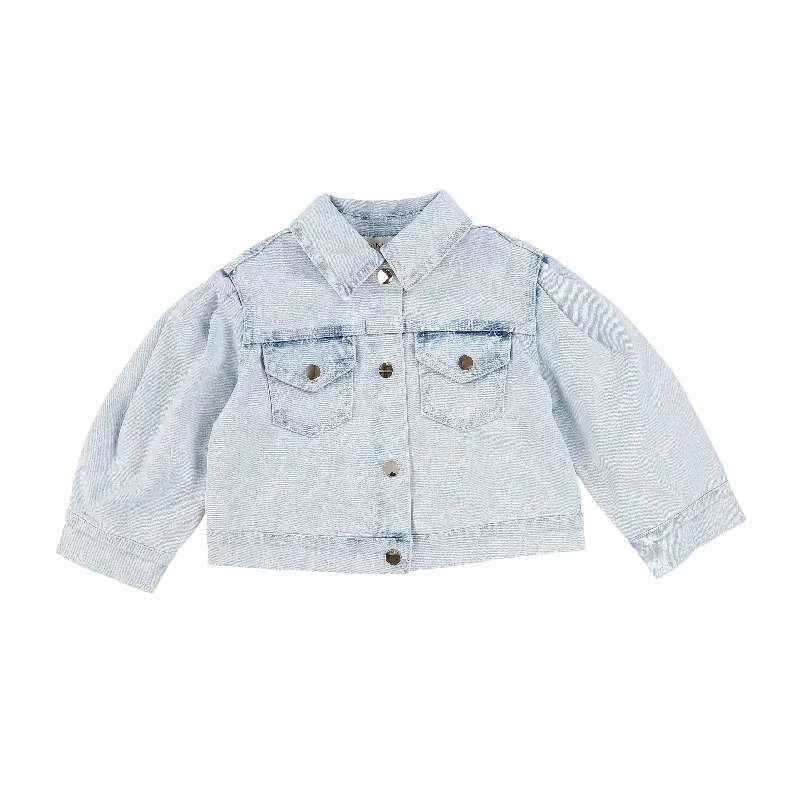 TWINSET LIGHT DENIM WASH ALLOVER LOGO PRINT JACKET [Final Sale]