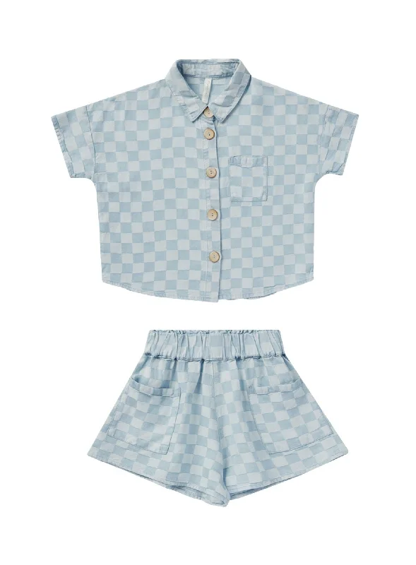 The Kelli SET by Rylee + Cru - Blue Check - KIDS