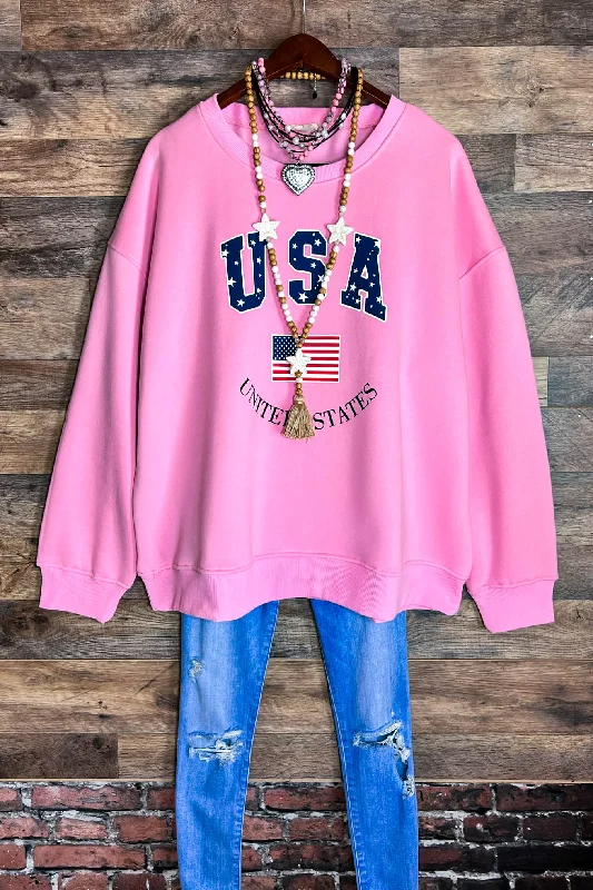 FEEL FREE OVERSIZED SWEATSHIRT IN PINK