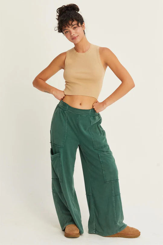 Hyfve Double Zero Oversized Utility Sweatpants In Dark Green