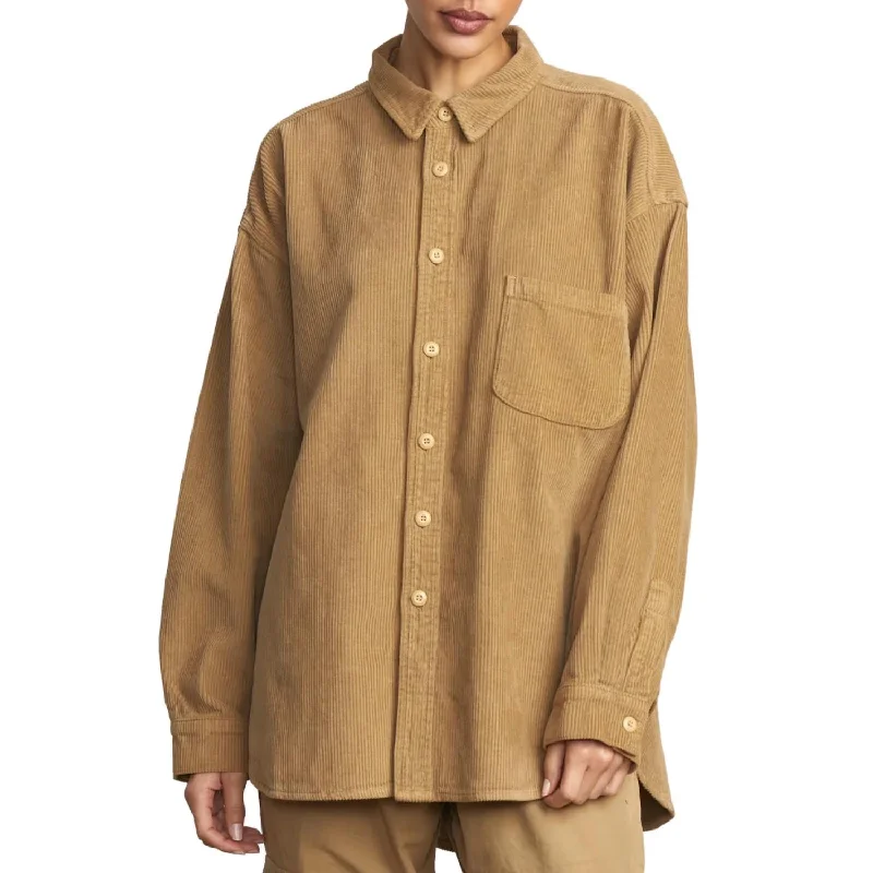 Imari Oversized Corduroy Shirt In Safari