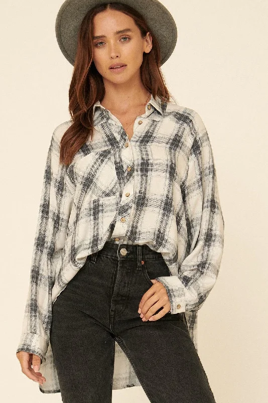 Oversized Loose Fit Plaid Shirt