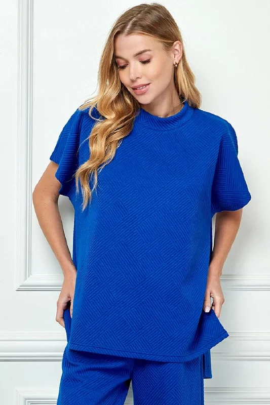 See And Be Seen Textured Drop Shoulder Lounge Wear Plus Size Top