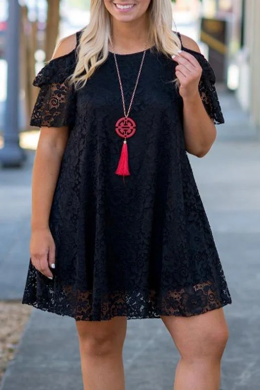 Marisa Lace Cold Shoulder Plus Size Dress