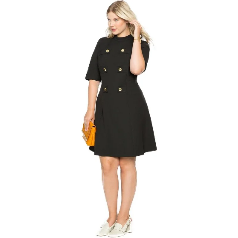 Half-High Collar Five-Point Sleeves Waist Dress